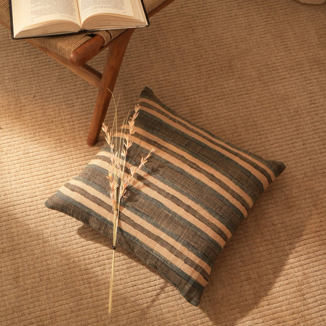 Reversible Stripe Woven Throw Pillow 18x18"
