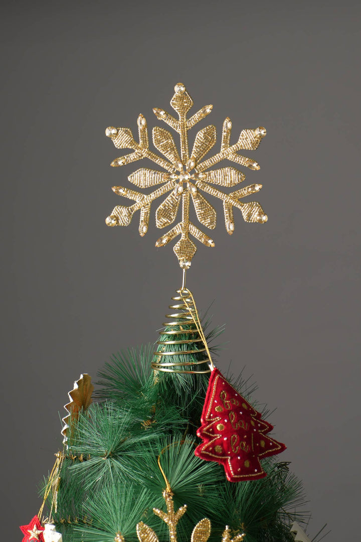 Golden Bead Work Tree Topper