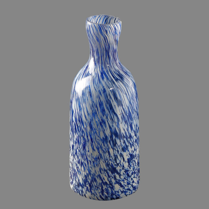 White & Blue Splutter Glass Vase