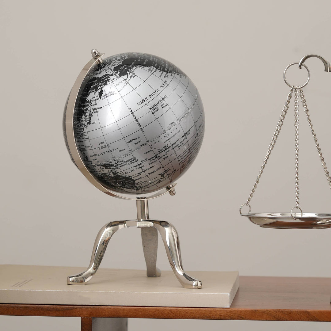 Tabletop Decorative Globe on Aluminum Stand - 10"(H)