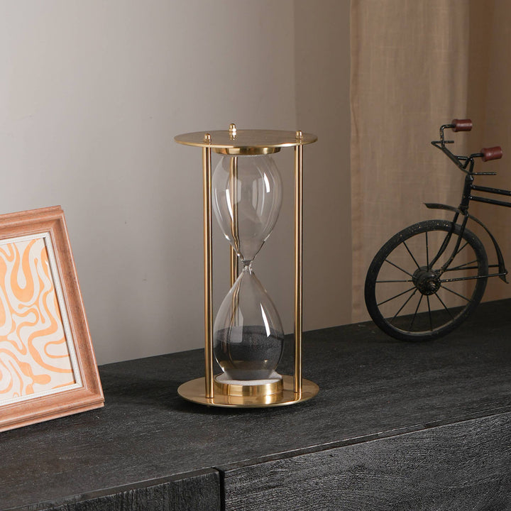 Decorative Aluminum Frame Sand Timer - Hourglass (6.25"X6.25"X11")
