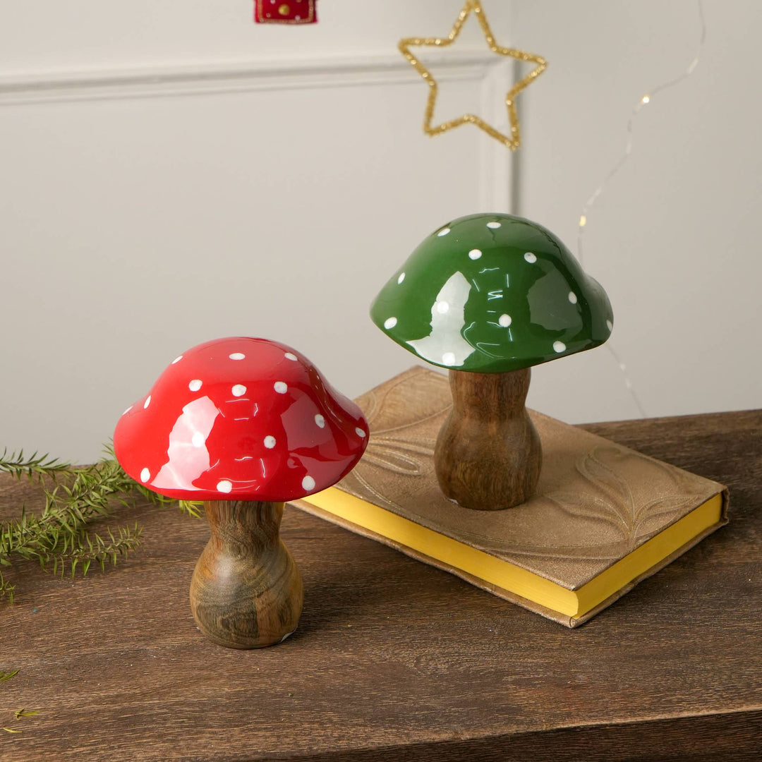 Wooden Table Top Large Mushroom - Set of 2