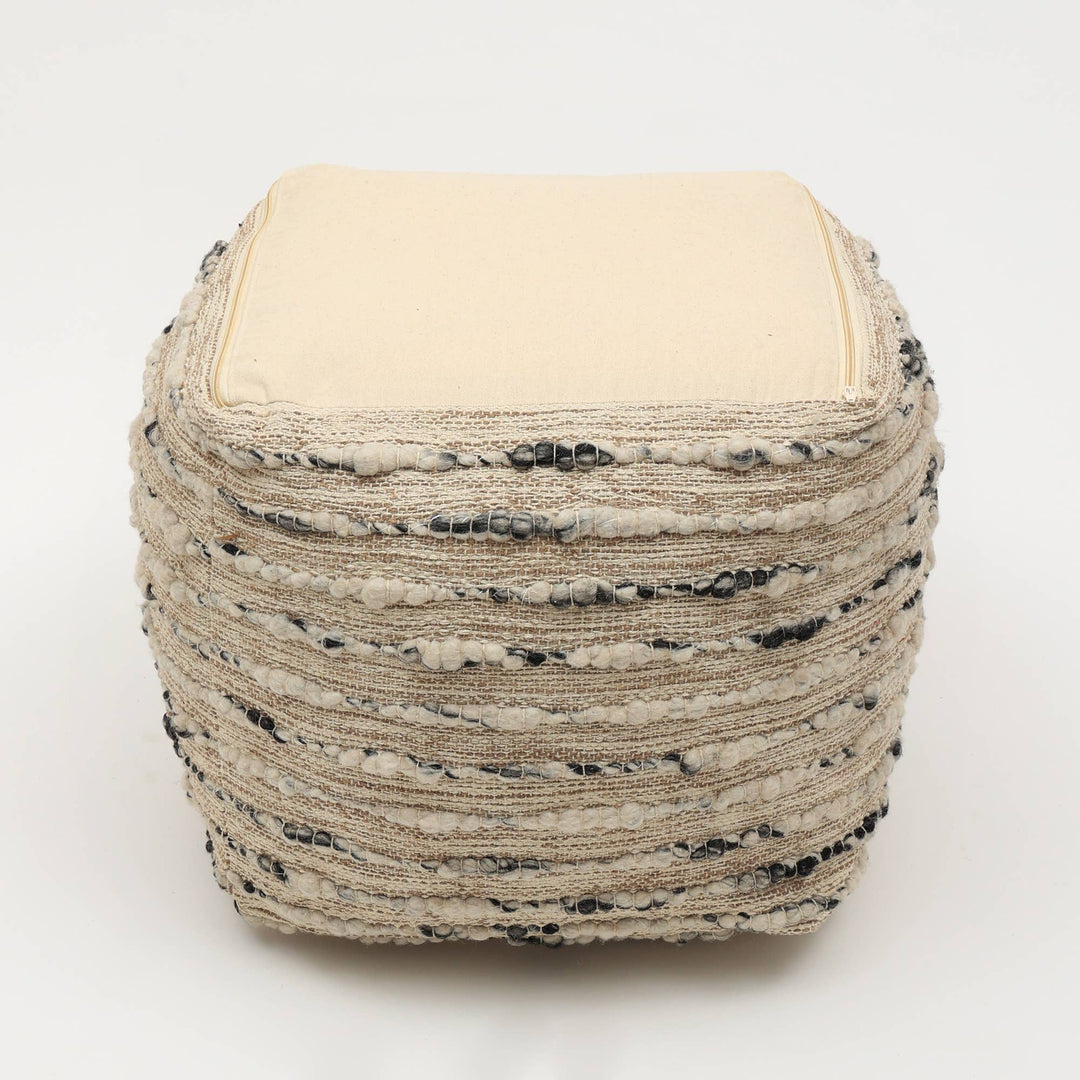 Neutral Retreat Pouf 18"x18" - Decorative Pouf for Living Room, Bedroom, & Home Decor