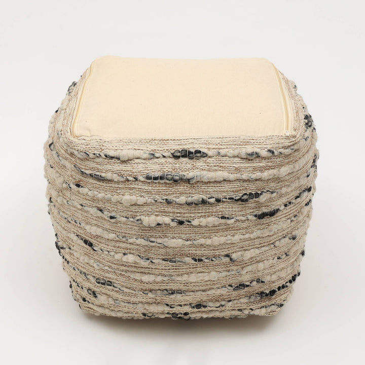 Neutral Retreat Pouf 18"x18" - Decorative Pouf for Living Room, Bedroom, & Home Decor