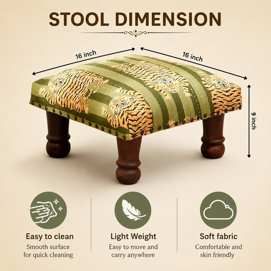 Foot Stool With Tiger Print