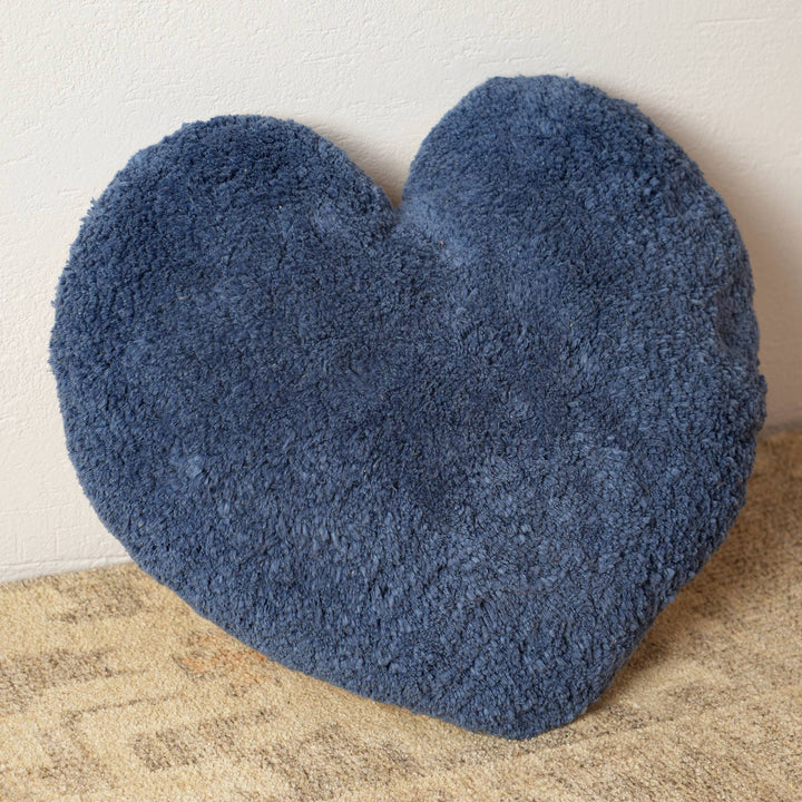 Heart Shape Tufted Pillow In Blue Colour