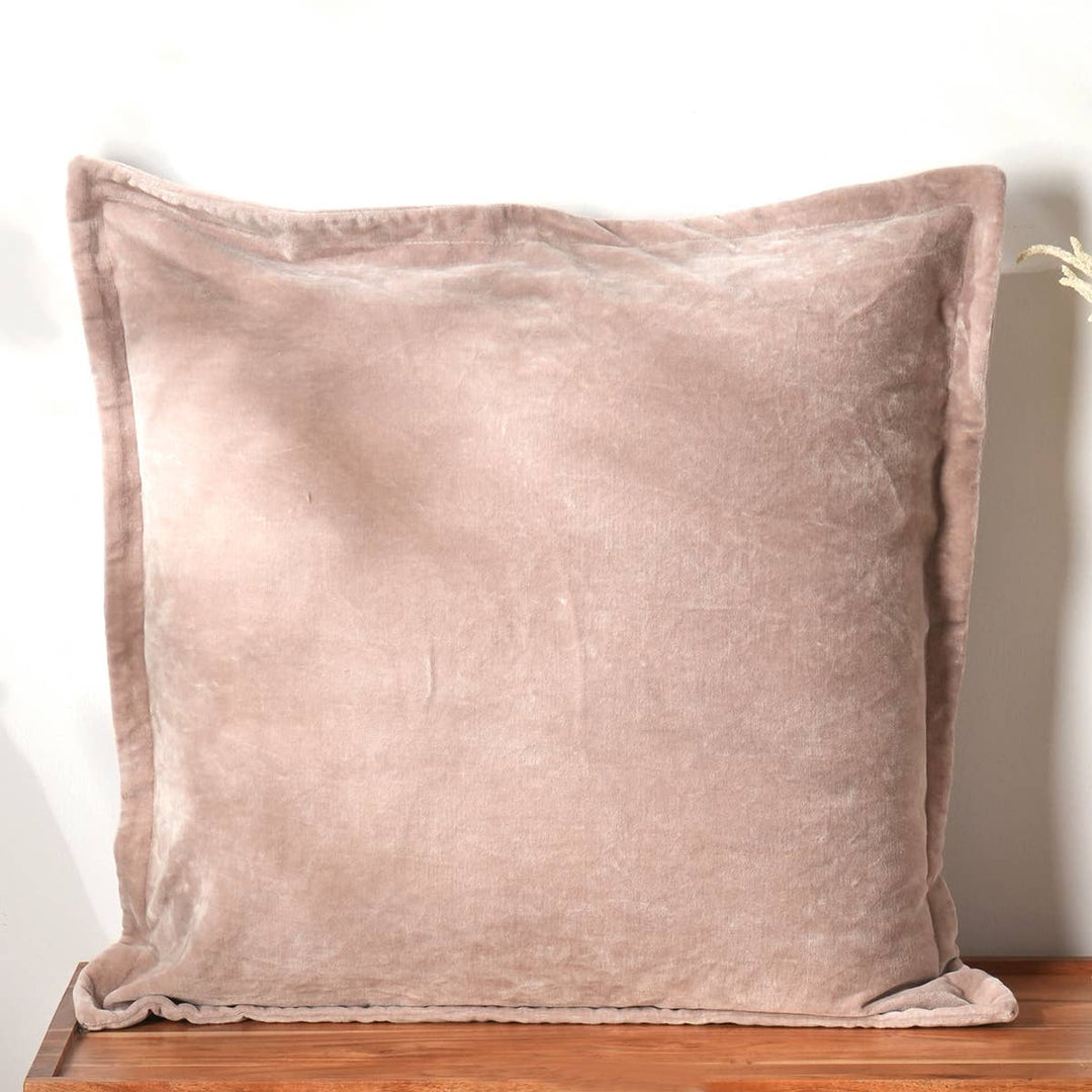 100% Cotton Velvet Solid Cushion With Flanges- 22"X22", Lavender