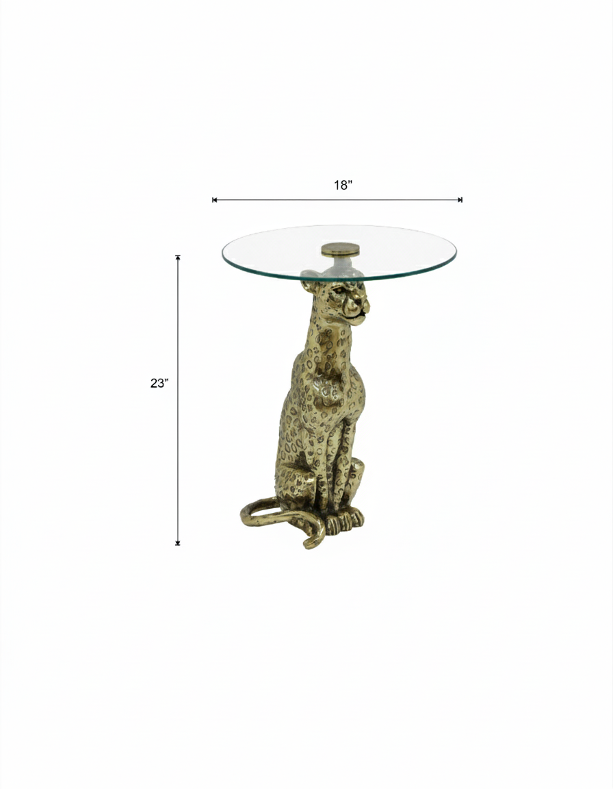 Side Table with Glass Top | Aluminum Base | 18x18x23"