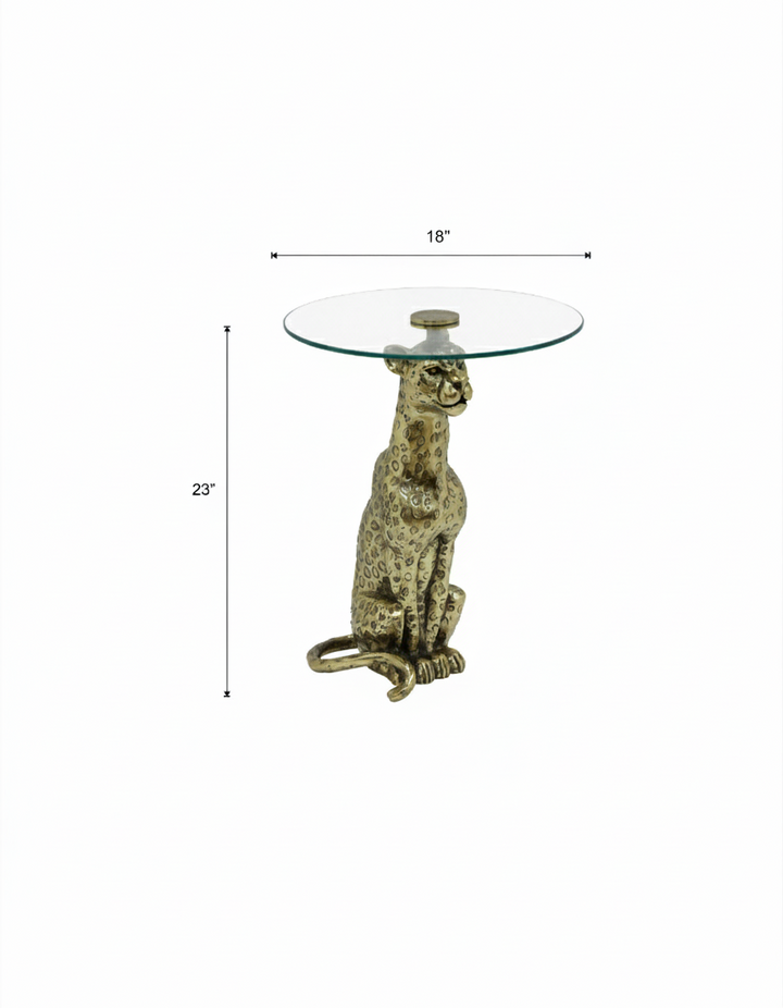 Side Table with Glass Top | Aluminum Base | 18x18x23"