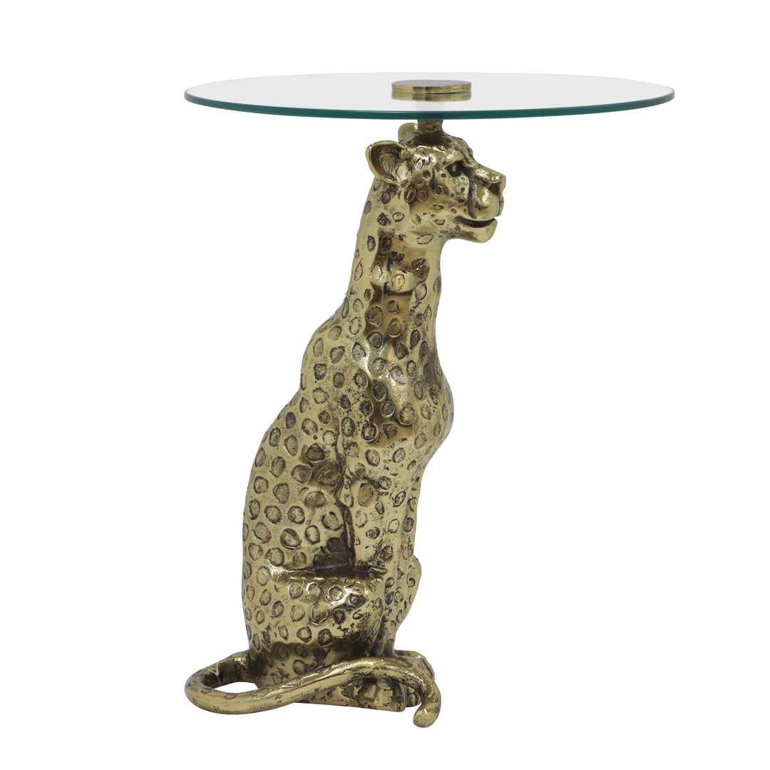 Side Table with Glass Top | Aluminum Base | 18x18x23"
