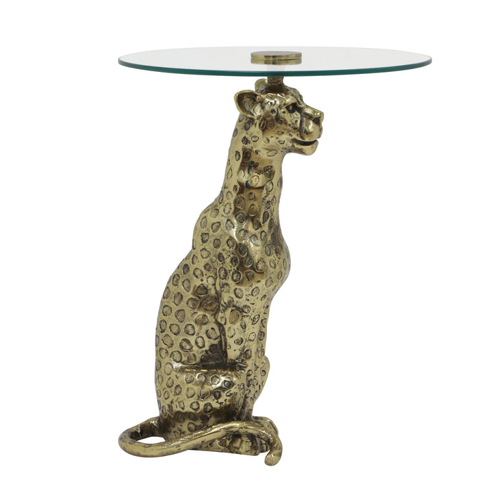 Side Table with Glass Top | Aluminum Base | 18x18x23"