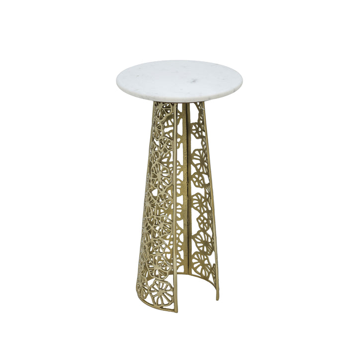 Side Table with White Marble Top | Aluminum Base