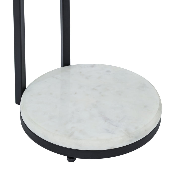 Drink Table with Glass Top & White Marble Base | 10x10x3"