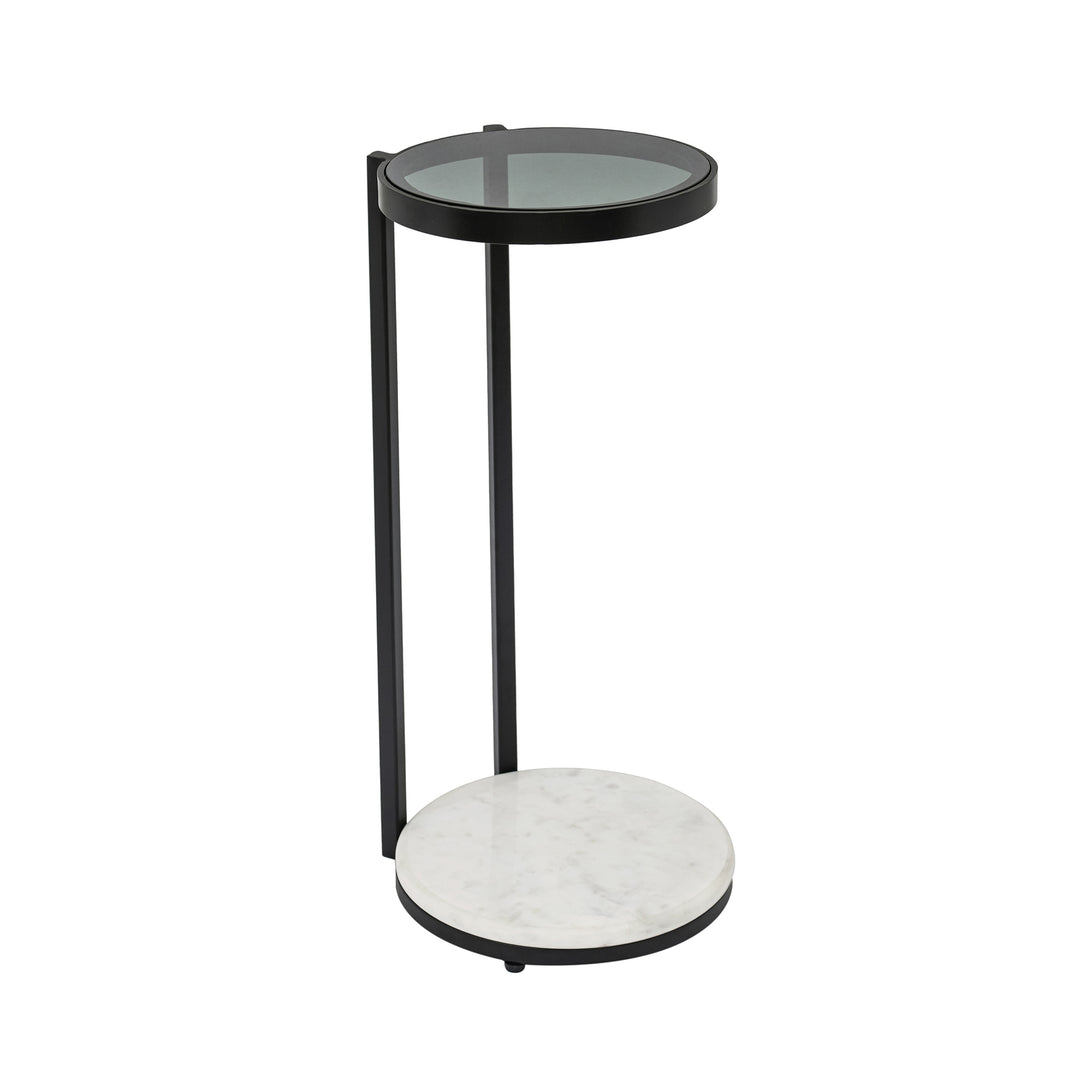 Drink Table with Glass Top & White Marble Base | 10x10x3"