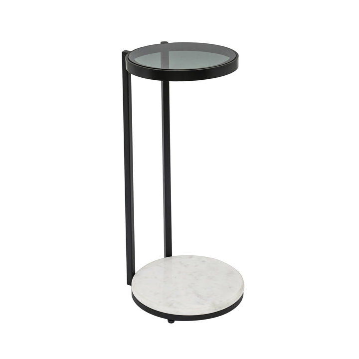 Drink Table with Glass Top & White Marble Base | 10x10x3"