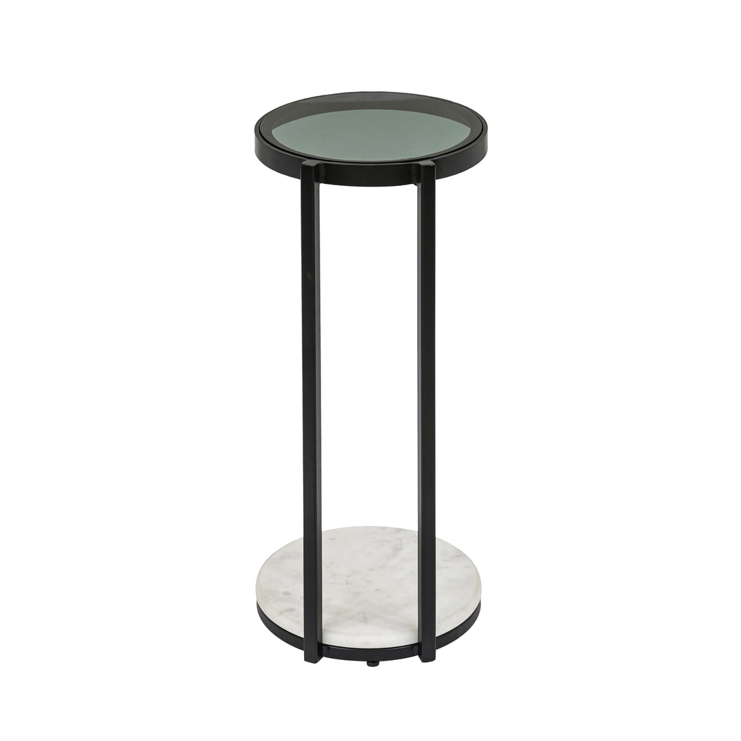 Drink Table with Glass Top & White Marble Base | 10x10x3"