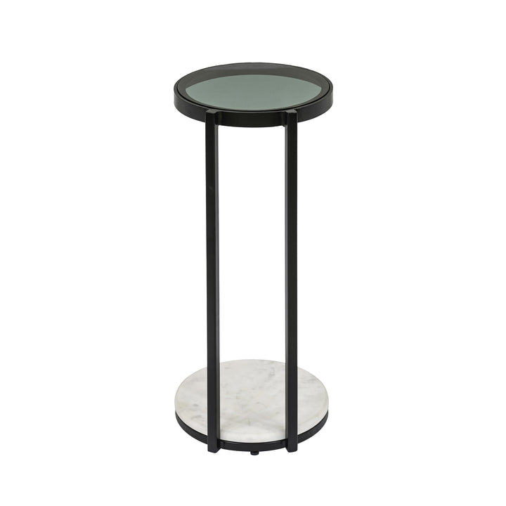 Drink Table with Glass Top & White Marble Base | 10x10x3"