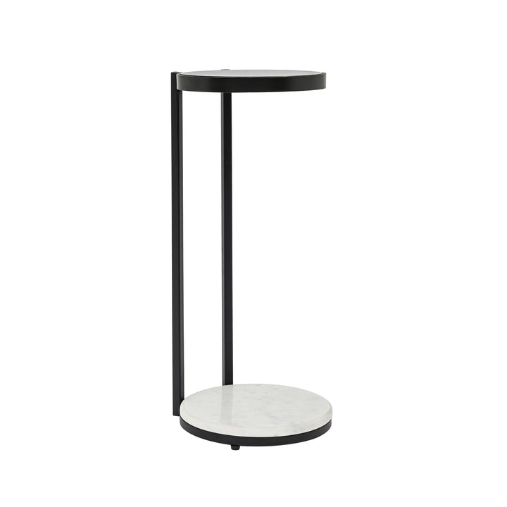 Drink Table with Glass Top & White Marble Base | 10x10x3"