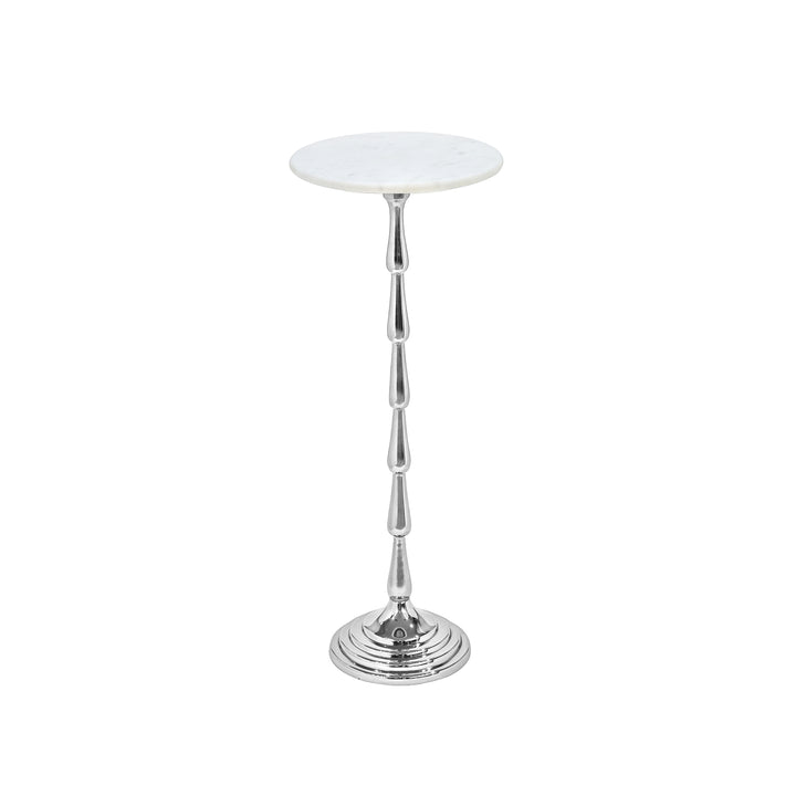 Drink Table with White Marble Top | Aluminum Base