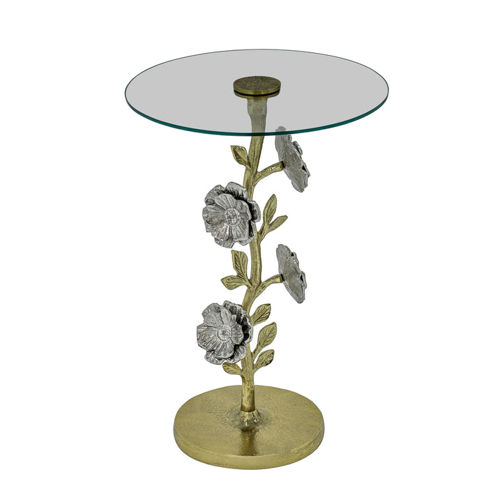 Side Table with Glass Top | Aluminum Base | Modern Accent
