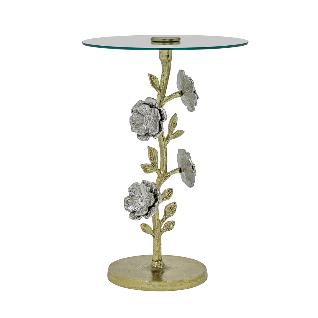 Side Table with Glass Top | Aluminum Base | Modern Accent