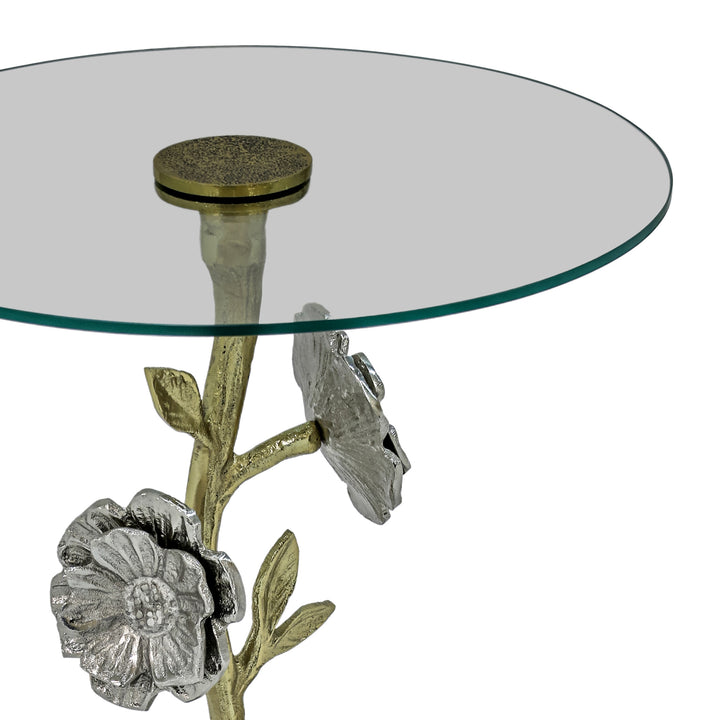 Side Table with Glass Top | Aluminum Base | Modern Accent