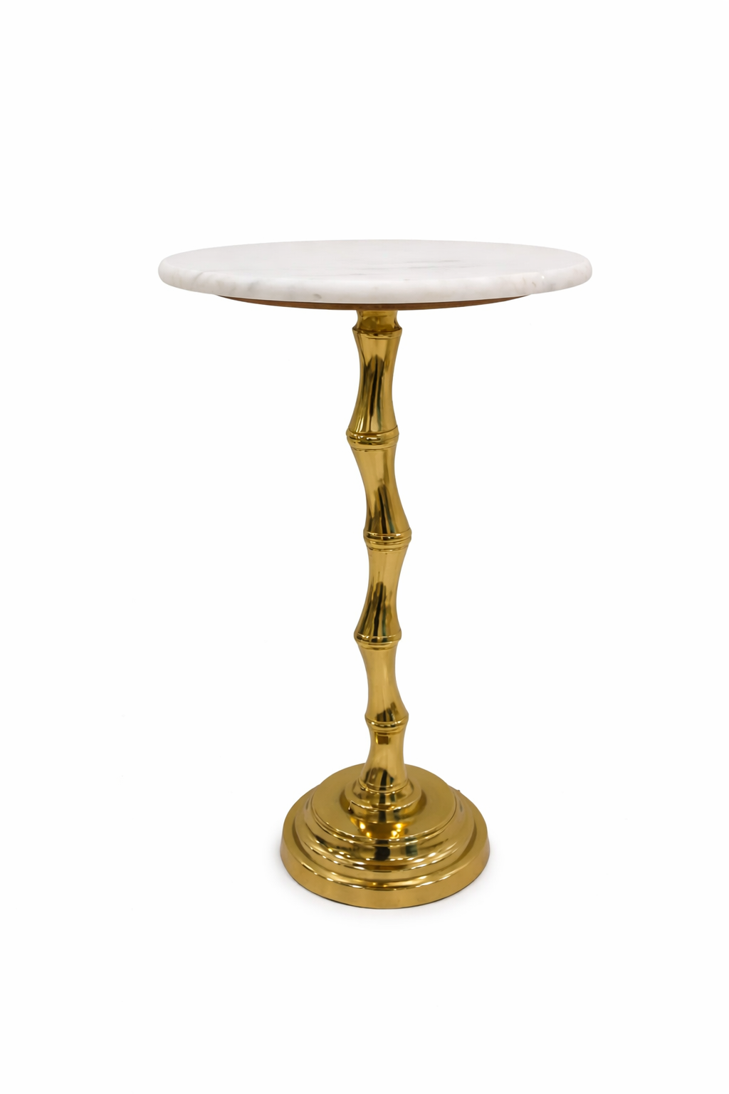 Bamboo Texture Side Table | White Marble Top | Aluminum Base