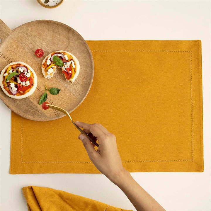 100% Cotton Placemat / Mustard / Set Of 6 Pcs / 19 X 13.5 Inches (L X W) / Moq - 10 Sets