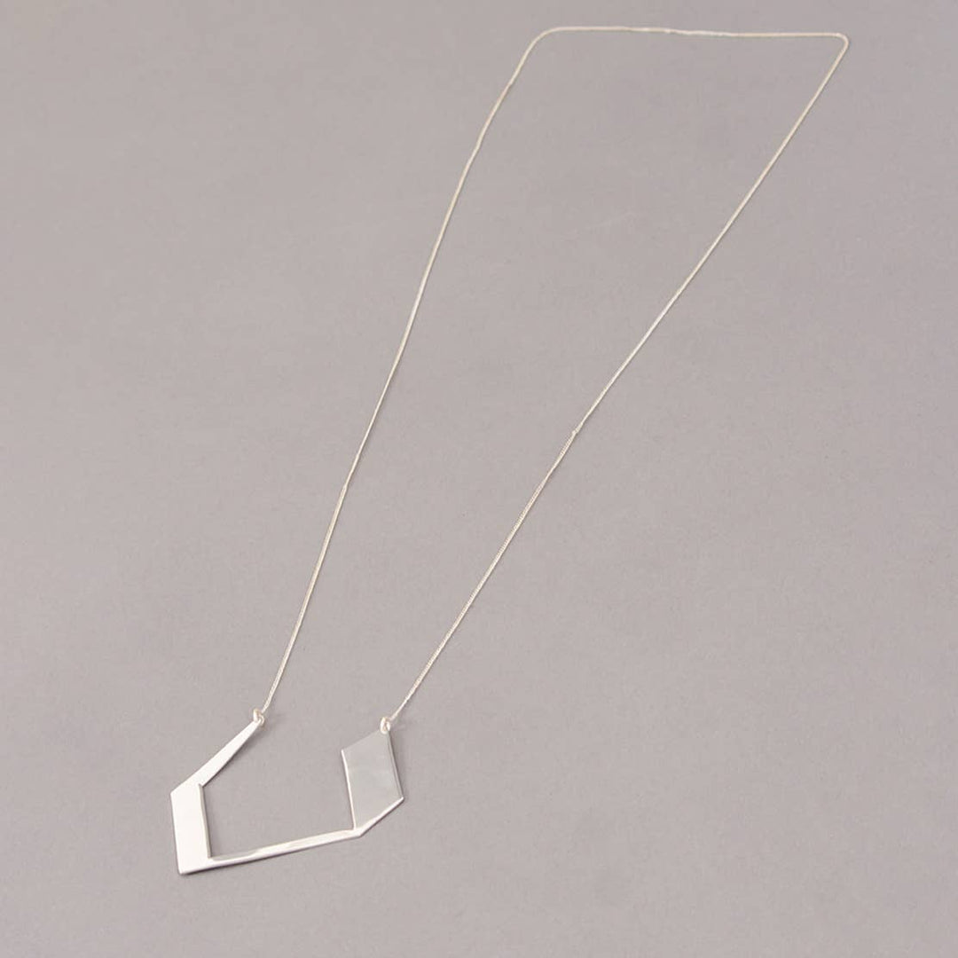 Wing Angles Large Necklace / Silver -Brass / L-15P(L-2.75W-2.5) Inches / Moq - 4 Pcs