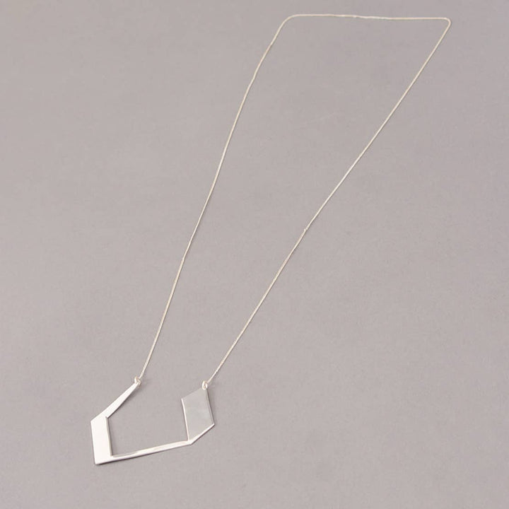 Wing Angles Large Necklace / Silver -Brass / L-15P(L-2.75W-2.5) Inches / Moq - 4 Pcs