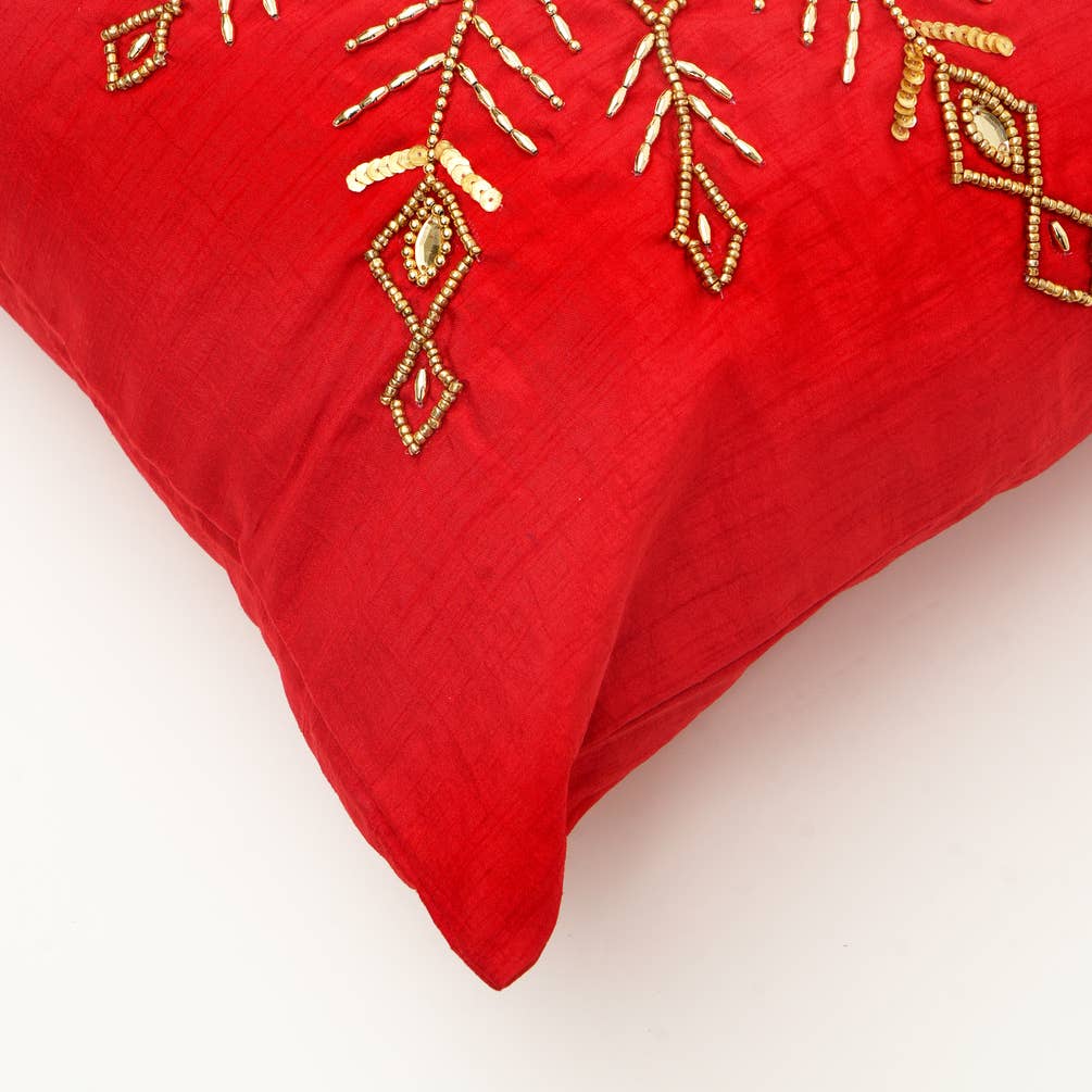 Golden Snowflake Bead Work Cushion