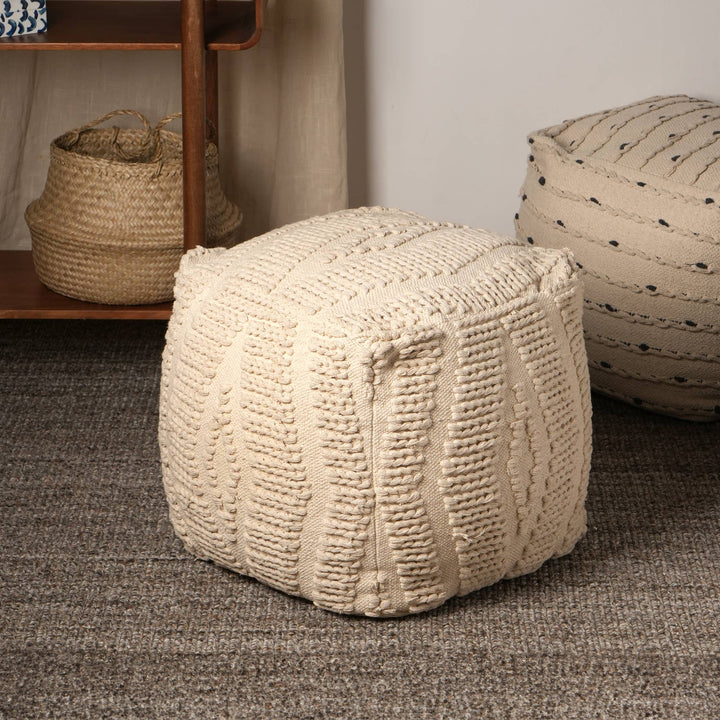 Geometric Handwoven Pouf 18" x 18"
