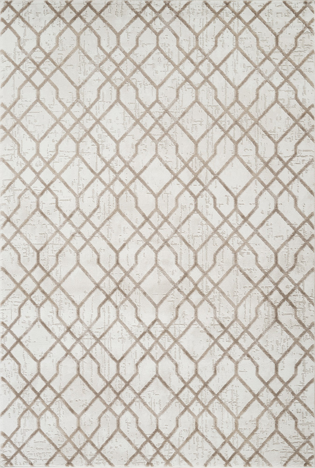 Troy Geometric Trellis Area Rug  | Soft Polyester Rug | Modern Moroccan Lattice Design Indoor Rug for Living Room, Bedroom & Dining Room
