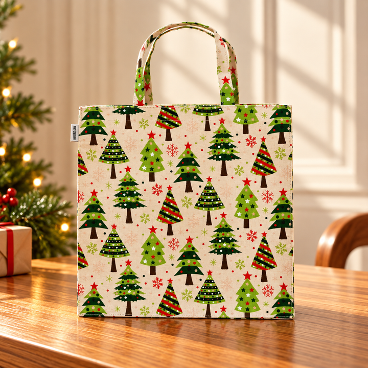 Gift Bag | Laminated Printed Christmas Canvas Bag with Allover Print