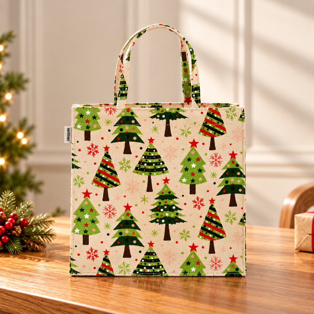 Gift Bag | Laminated Printed Christmas Canvas Bag with Allover Print