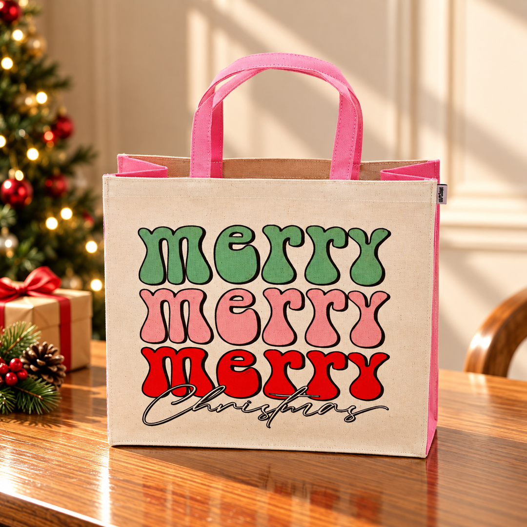 Gift Bag | Laminated Printed Christmas Canvas Bag