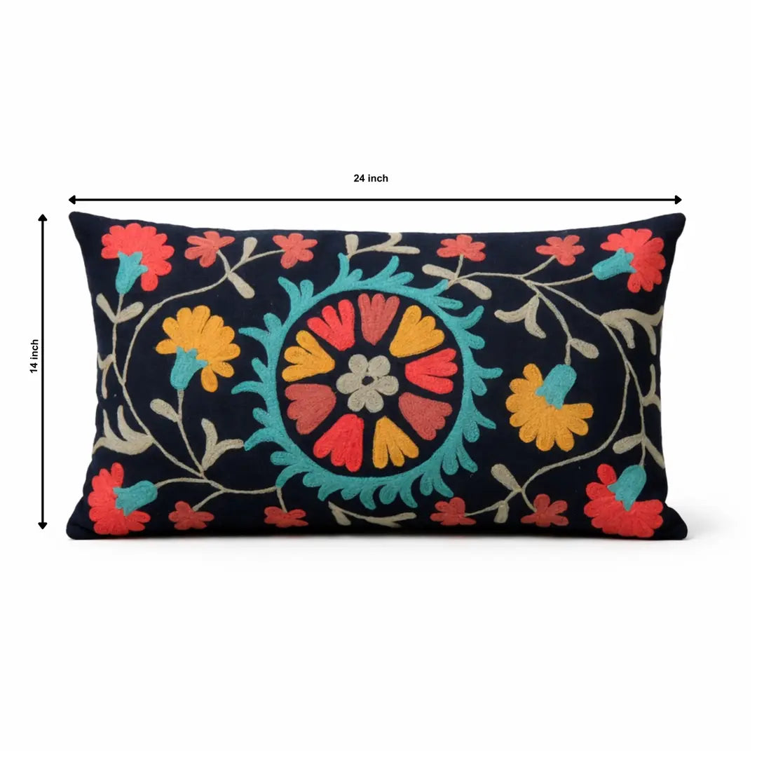 Indigo Artisan Aari Pillow | Cotton Fabric | 24x14"