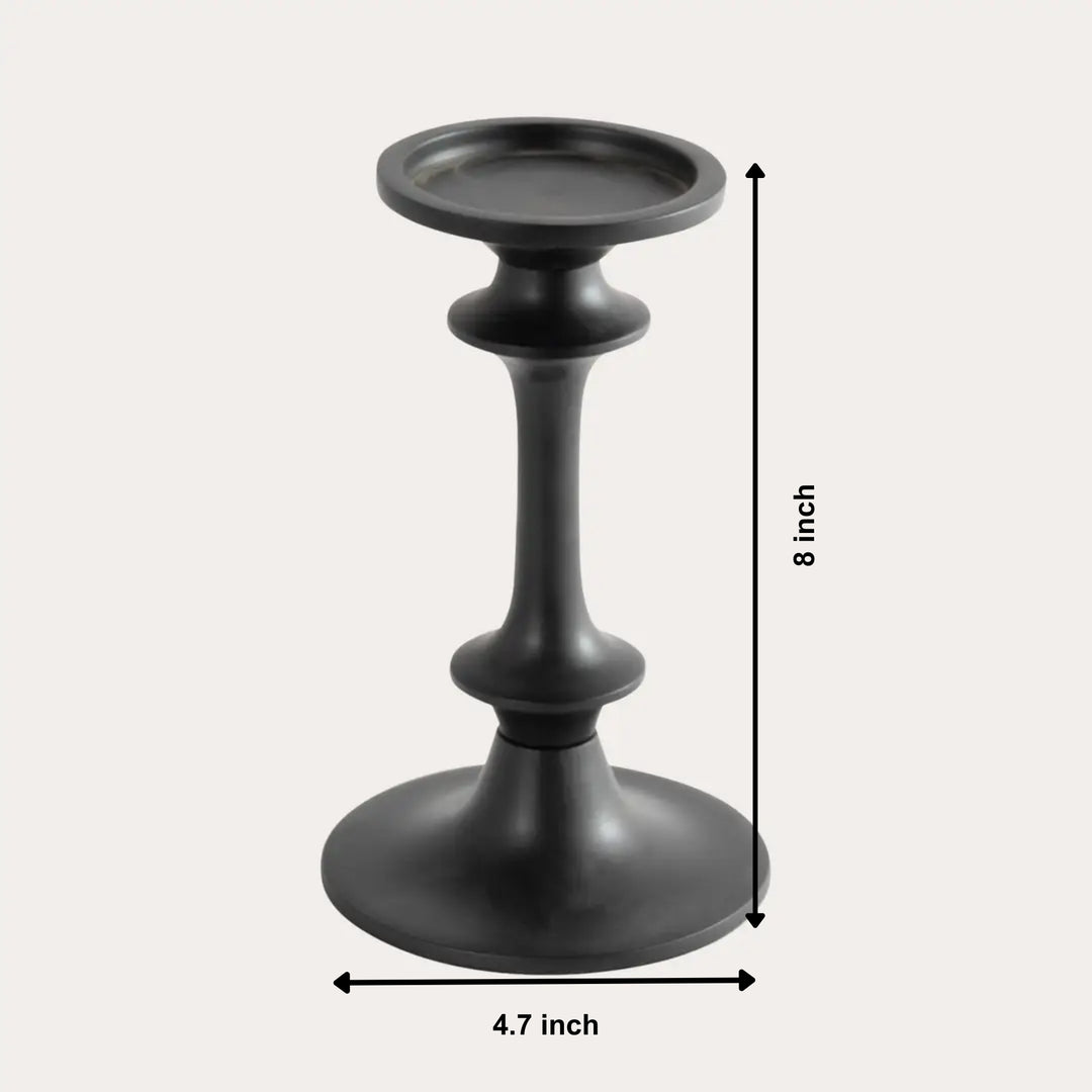 Modern Black Aluminum Candle Holder for Home Decor, 8 Inches