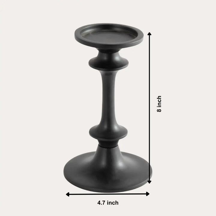 Modern Black Aluminum Candle Holder for Home Decor, 8 Inches
