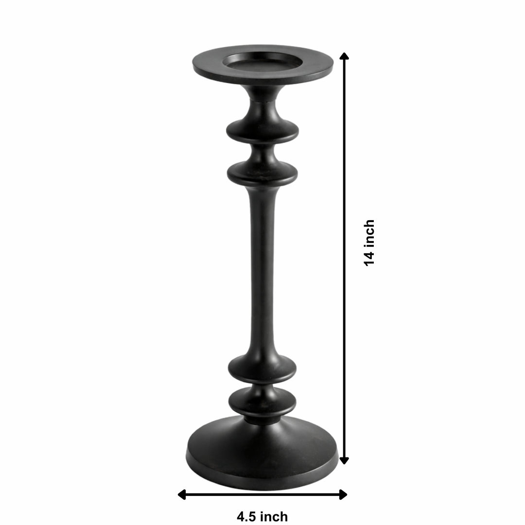 Classic Tall Black Aluminum Candle Holder for Table Decor, 14 Inches