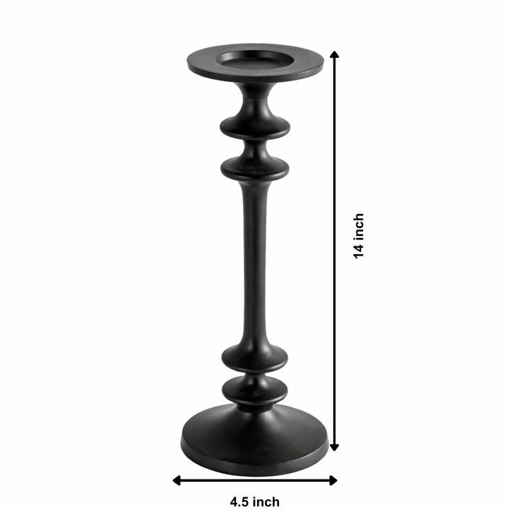Classic Tall Black Aluminum Candle Holder for Table Decor, 14 Inches