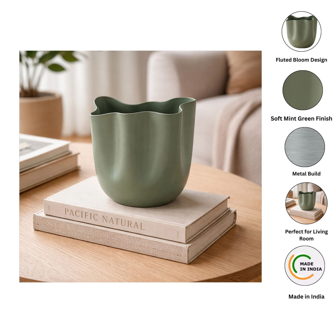 Modern Silver Aluminium Vase | Asymmetrical Sculptural Decor