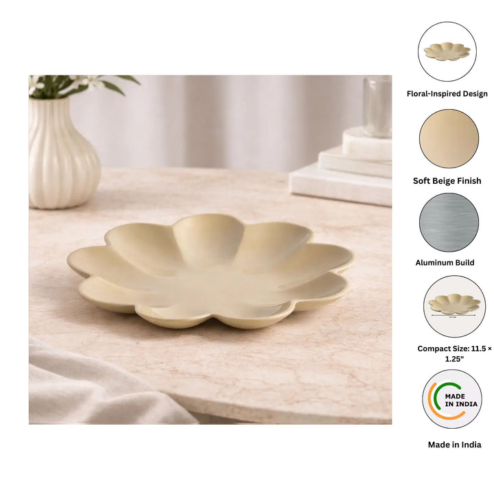 Decorative Petal Tray | Beige | Aluminum
