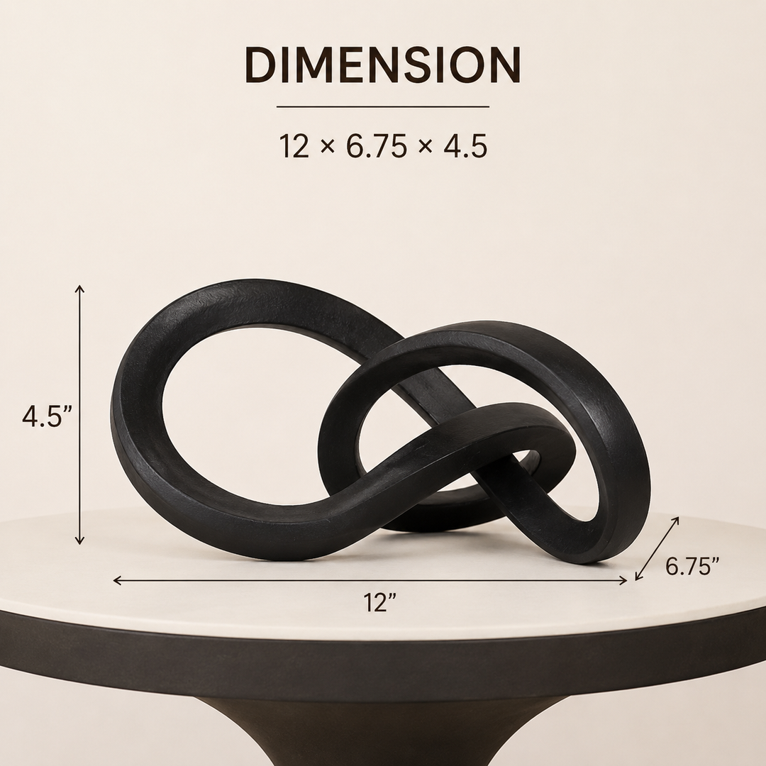 Abstract  Interlinked Sculpture | Black Modern Art Décor