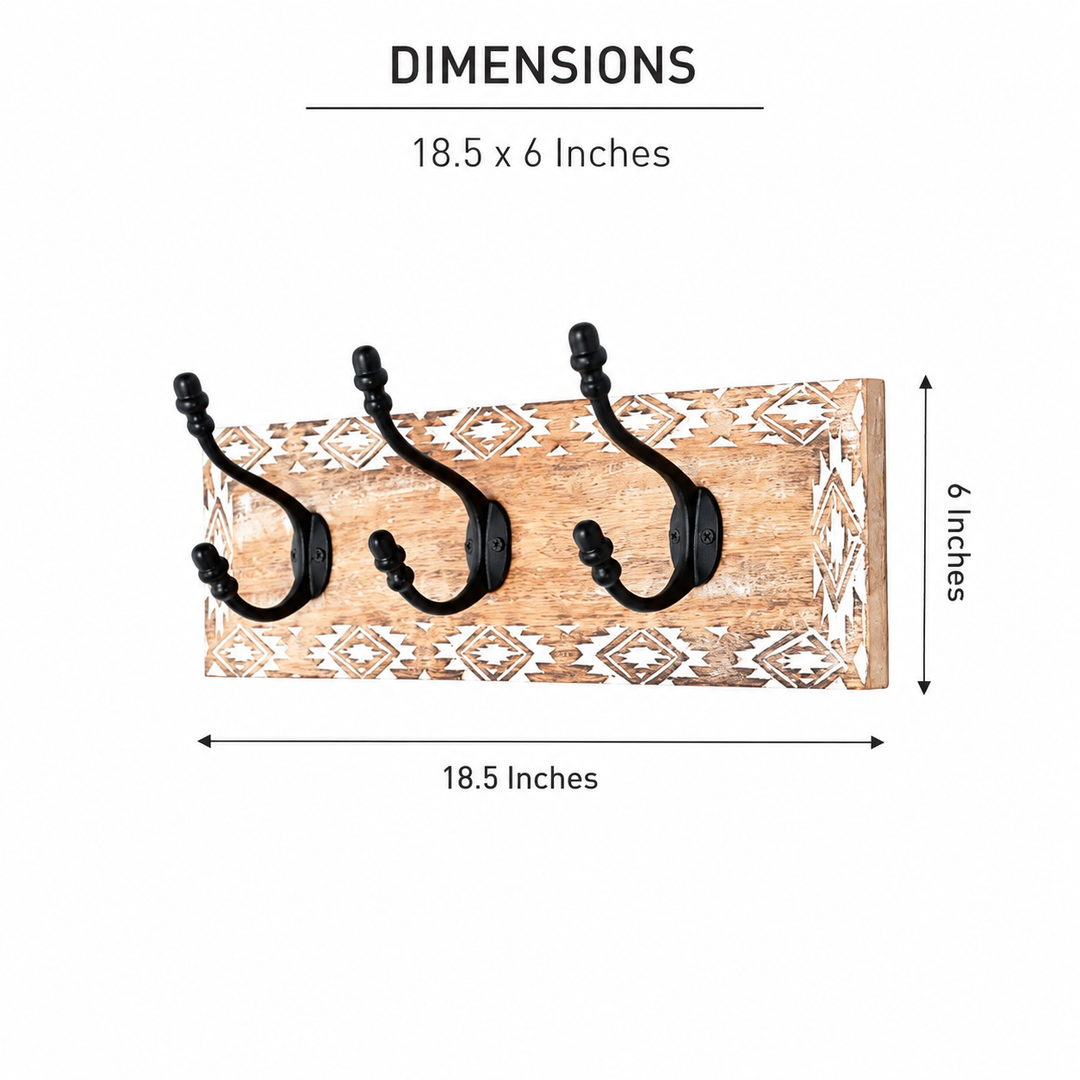 White Wash Wall Hook | Mango Wood |  Wooden Hook for Décor