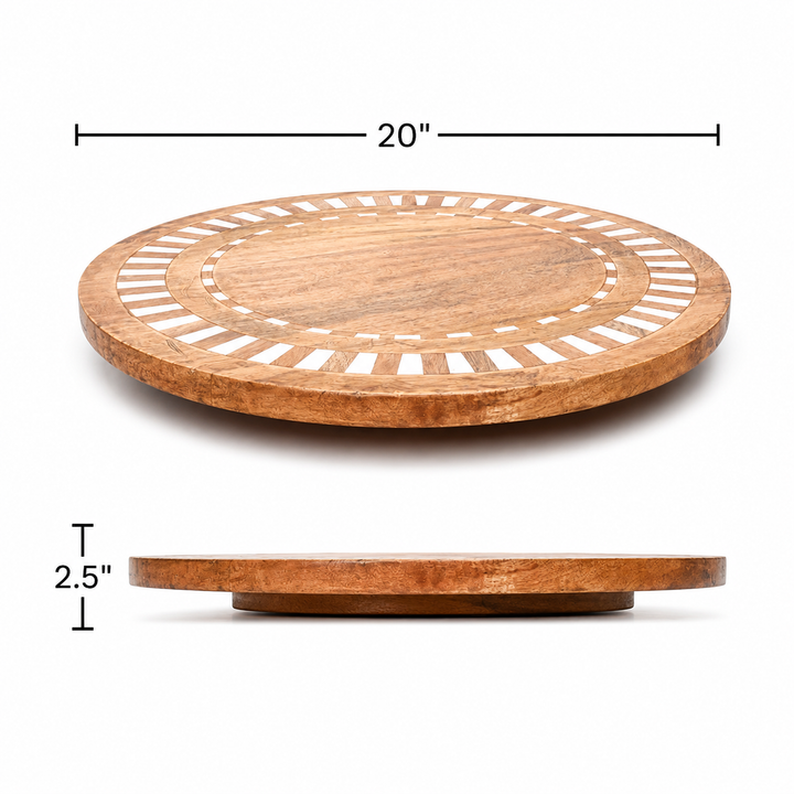 Lazy Susan | Mango Wood | handcarved Rustic Serving Piece