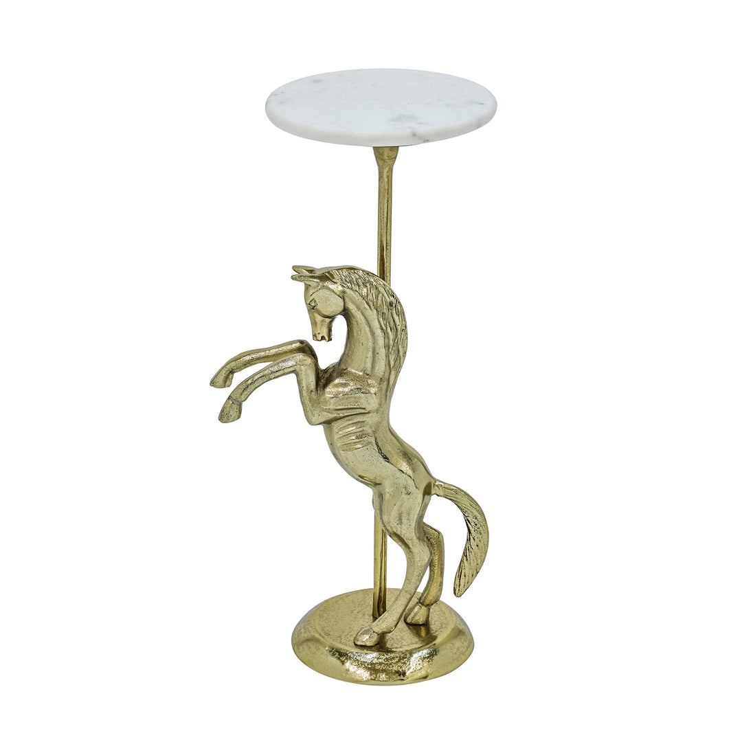 Horse Side Table with White Marble Top | Sculptural Side Table