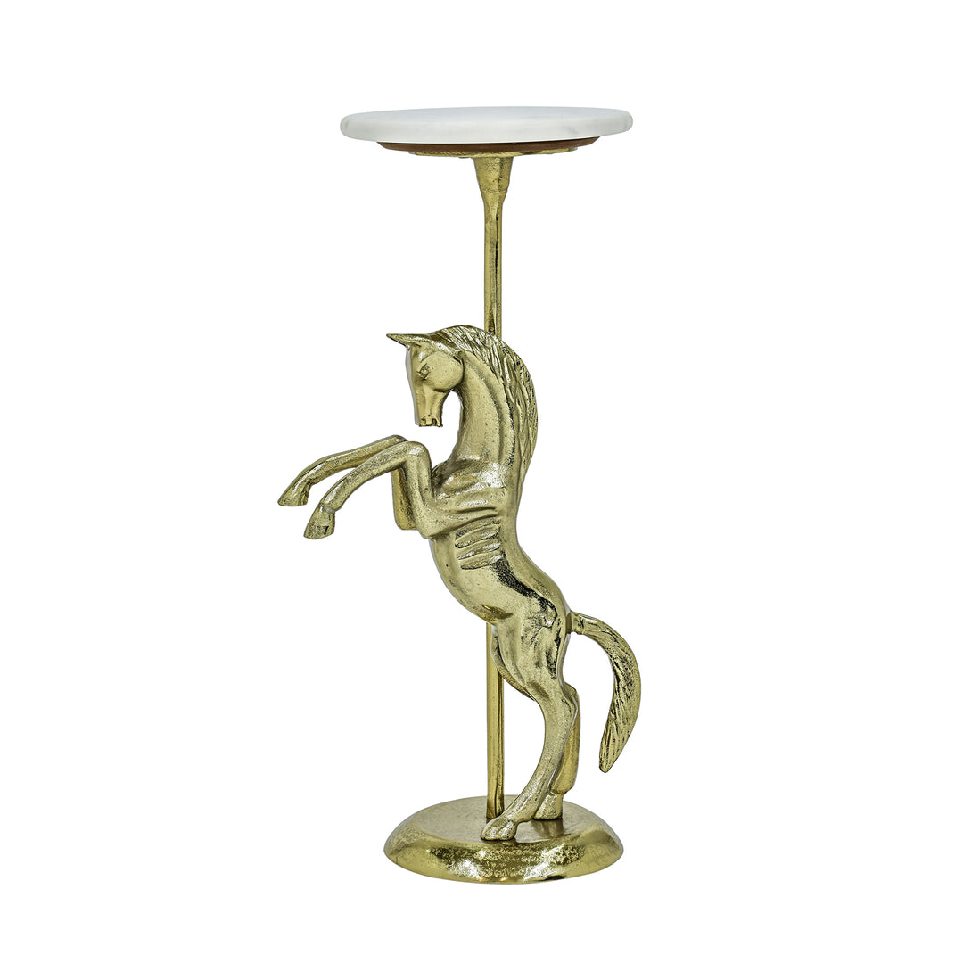 Horse Side Table with White Marble Top | Sculptural Side Table
