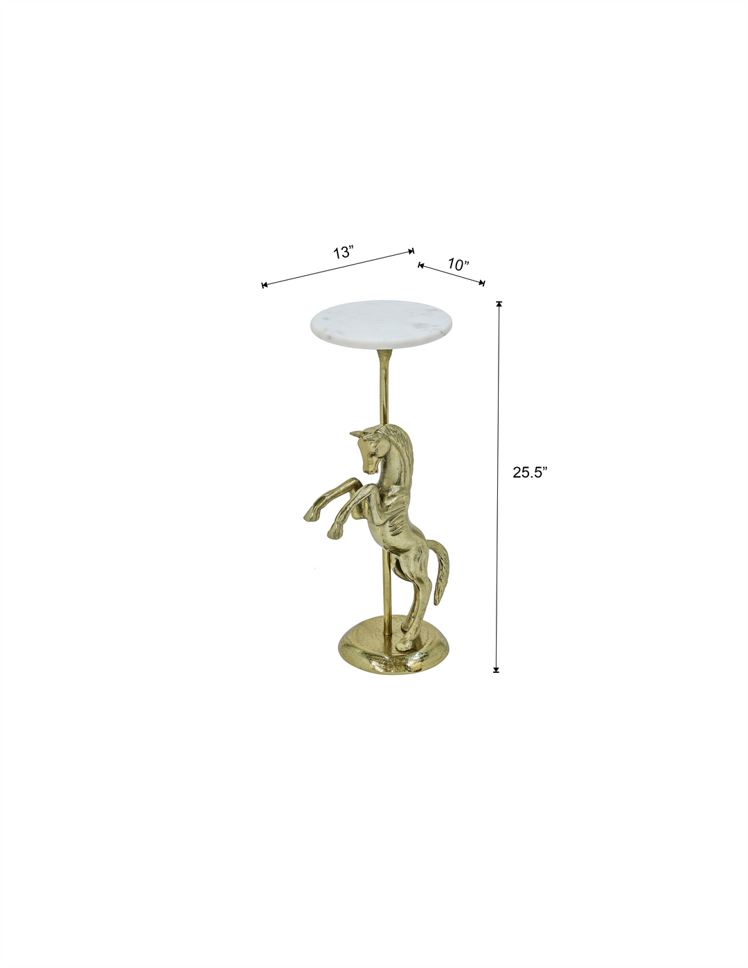 Horse Side Table with White Marble Top | Sculptural Side Table