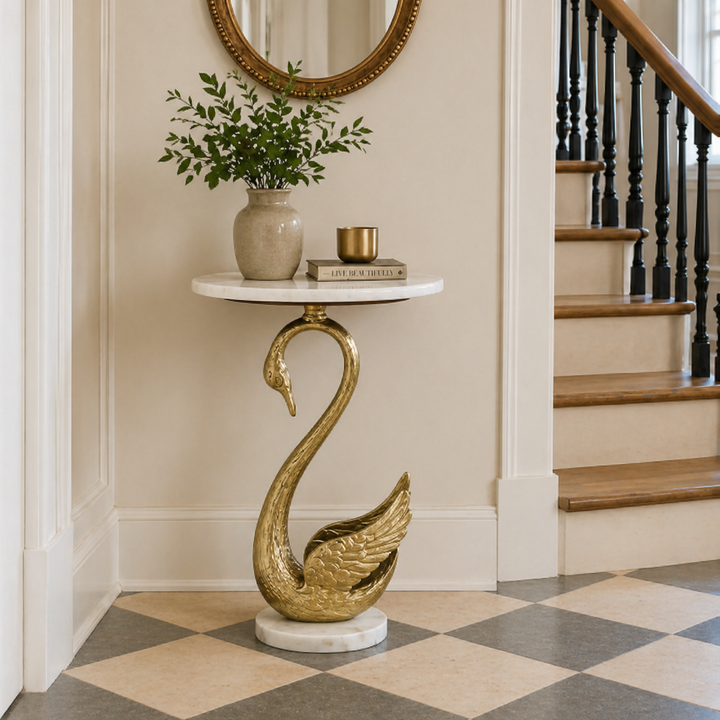 Side Table with Marble Top | Sculptural Side Table